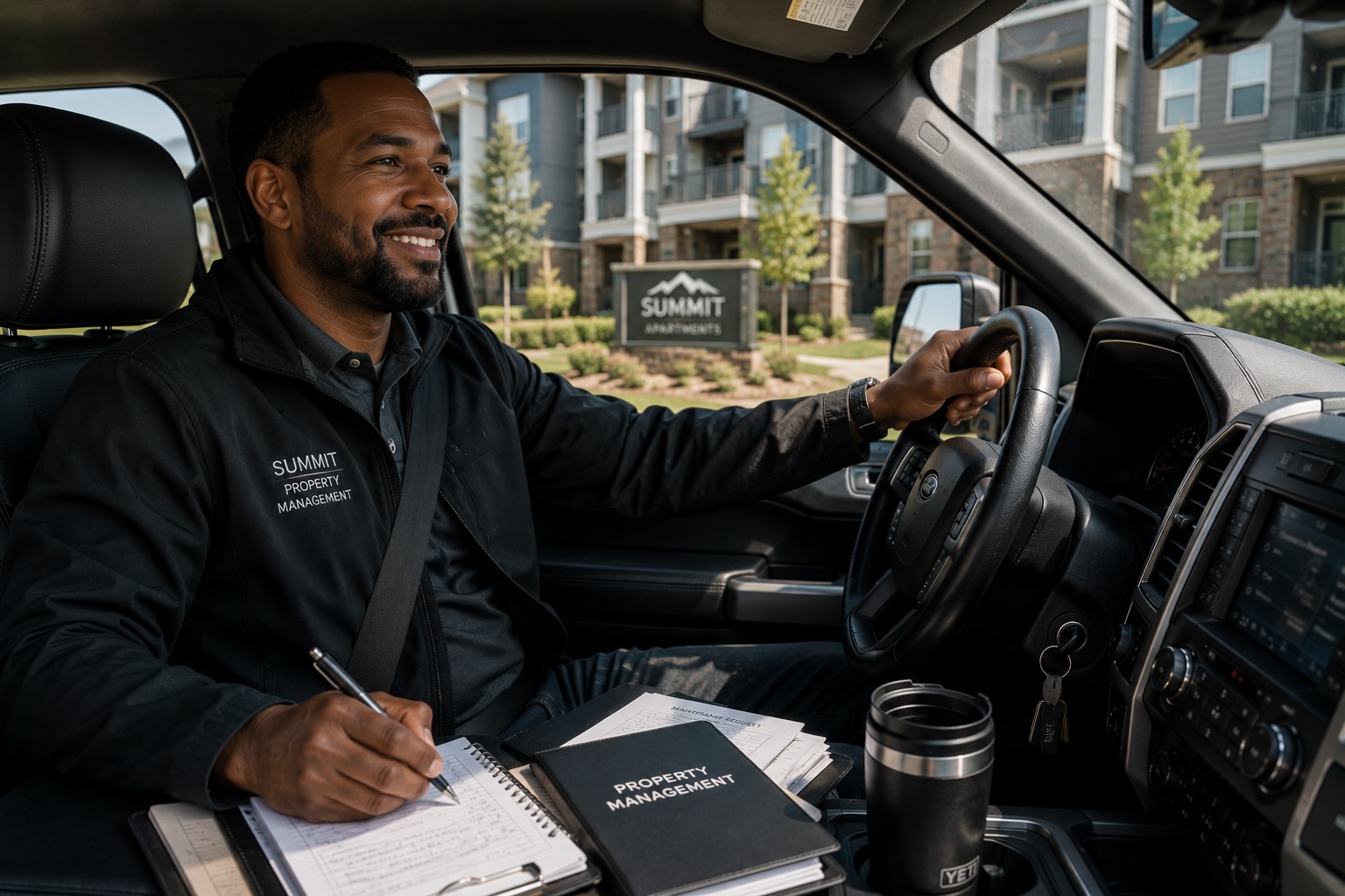 Property manager driving for work